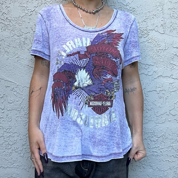 Y2k Nineties Sheer Harley-Davidson Top - Picture 3 of 10